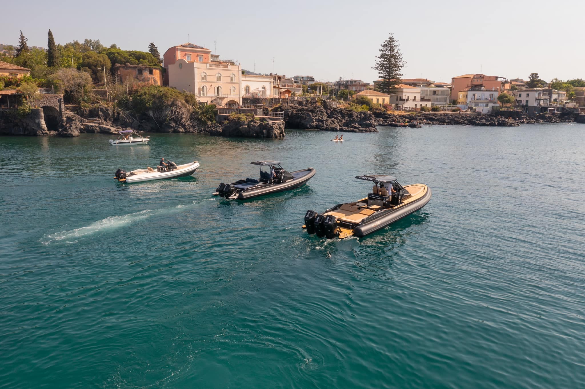RIB boats cruising near the coast